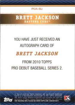 2010 Topps Pro Debut - Prospect Autographs #PDA-BJ Brett Jackson Back