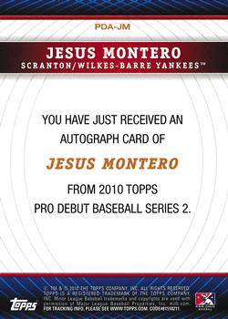 2010 Topps Pro Debut - Prospect Autographs #PDA-JM2 Jesus Montero Back