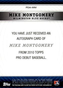 2010 Topps Pro Debut - Prospect Autographs #PDA-MM Mike Montgomery Back