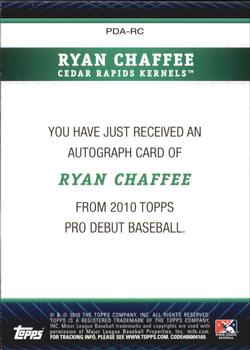 2010 Topps Pro Debut - Prospect Autographs #PDA-RC Ryan Chaffee Back