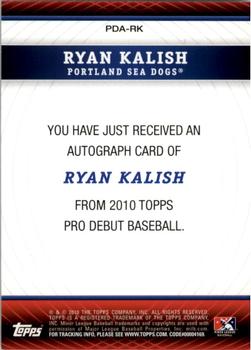 2010 Topps Pro Debut - Prospect Autographs #PDA-RK Ryan Kalish Back