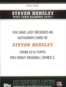 2010 Topps Pro Debut - Prospect Autographs #PDA-SHE Steven Hensley Back