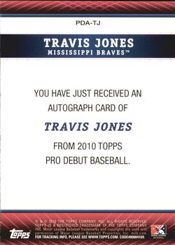 2010 Topps Pro Debut - Prospect Autographs #PDA-TJ Travis Jones Back