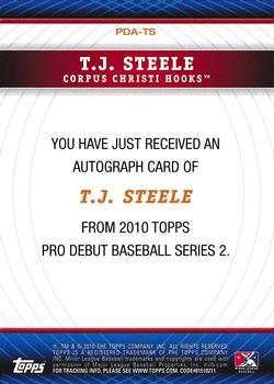 2010 Topps Pro Debut - Prospect Autographs #PDA-TS T.J. Steele Back