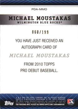 2010 Topps Pro Debut - Prospect Autographs Blue #PDA-MMO Mike Moustakas Back