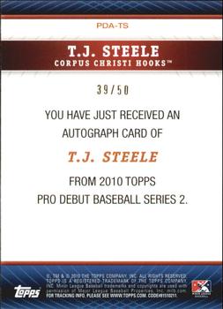 2010 Topps Pro Debut - Prospect Autographs Gold #PDA-TS T.J. Steele Back