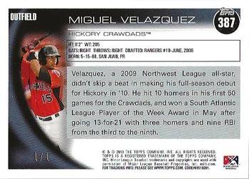 2010 Topps Pro Debut - Red #387 Miguel Velazquez Back