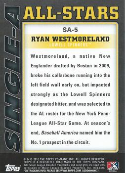 2010 Topps Pro Debut - Single-A All-Stars #SA-5 Ryan Westmoreland Back
