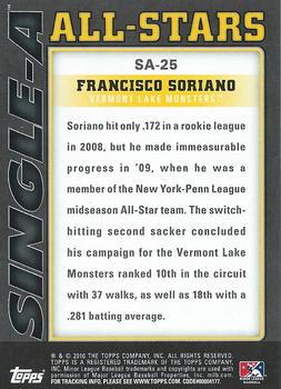 2010 Topps Pro Debut - Single-A All-Stars #SA-25 Francisco Soriano Back