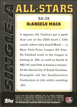 2010 Topps Pro Debut - Single-A All-Stars #SA-28 Deangelo Mack Back