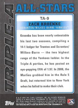 2010 Topps Pro Debut - Triple-A All-Stars #TA-9 Zach Kroenke Back