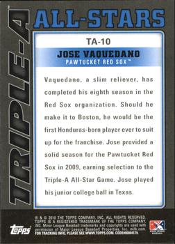 2010 Topps Pro Debut - Triple-A All-Stars #TA-10 Jose Vaquedano Back