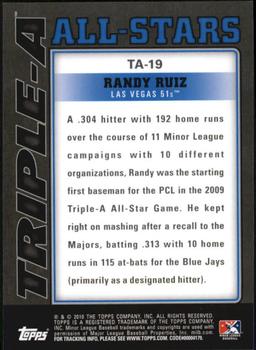 2010 Topps Pro Debut - Triple-A All-Stars #TA-19 Randy Ruiz Back