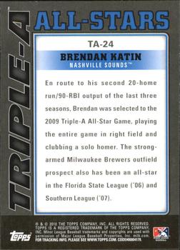 2010 Topps Pro Debut - Triple-A All-Stars #TA-24 Brendan Katin Back
