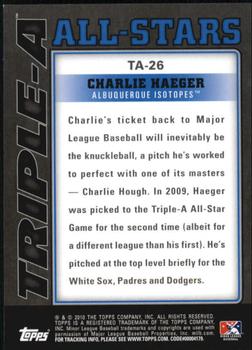 2010 Topps Pro Debut - Triple-A All-Stars #TA-26 Charlie Haeger Back