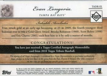2010 Topps Tribute - Autograph Dual Relics #TADR-EL Evan Longoria Back