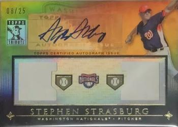 2010 Topps Tribute - Autograph Dual Relics Gold #TADR-SS Stephen Strasburg Front
