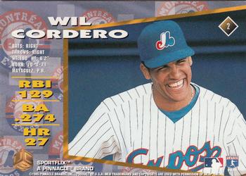 1995 Sportflix UC3 #2 Wil Cordero Back