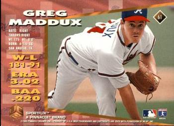 1995 Sportflix UC3 #61 Greg Maddux Back