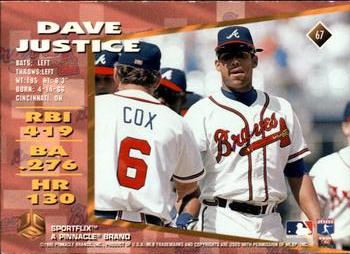 1995 Sportflix UC3 #67 Dave Justice Back