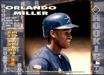 1995 Sportflix UC3 #103 Orlando Miller Back
