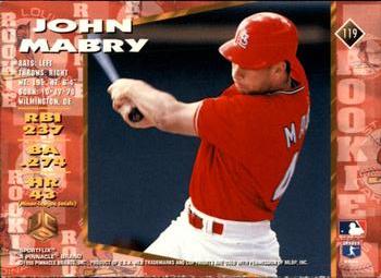 1995 Sportflix UC3 #119 John Mabry Back