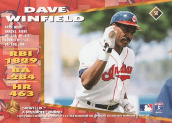 1995 Sportflix UC3 #50 Dave Winfield Back