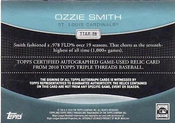 2010 Topps Triple Threads - Autograph Relics Sapphire #TTAR-89 Ozzie Smith Back