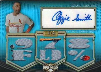 2010 Topps Triple Threads - Autograph Relics Sapphire #TTAR-89 Ozzie Smith Front
