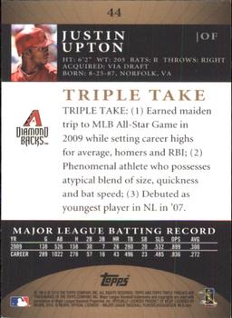 2010 Topps Triple Threads - Gold #44 Justin Upton Back