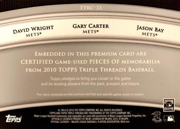2010 Topps Triple Threads - Relic Combos Platinum #TTRC-33 David Wright / Gary Carter / Jason Bay Back