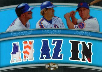 2010 Topps Triple Threads - Relic Combos Sapphire #TTRC-33 David Wright / Gary Carter / Jason Bay Front
