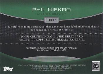 2010 Topps Triple Threads - Relics Emerald #TTR-97 Phil Niekro Back