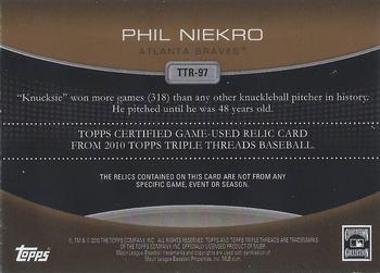 2010 Topps Triple Threads - Relics Sepia #TTR-97 Phil Niekro Back