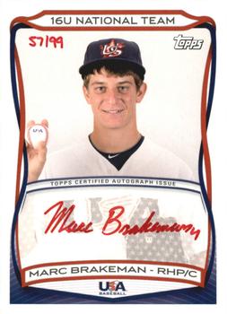 2010 Topps USA Baseball - Autographs Red #ATBD4 Marc Brakeman Front