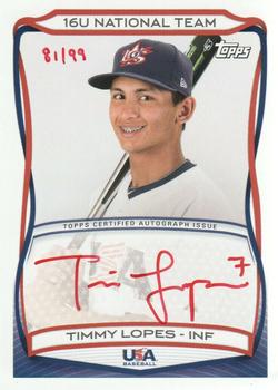 2010 Topps USA Baseball - Autographs Red #ATBD11 Timmy Lopes Front
