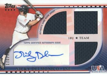 2010 Topps USA Baseball - Triple Jersey Autographs #USAAR-ND Nicky Delmonico Front