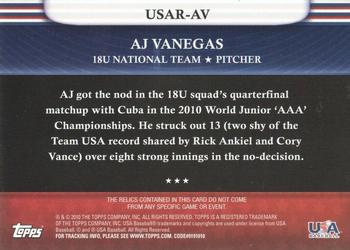 2010 Topps USA Baseball - Triple Jerseys #USAR-AV AJ Vanegas Back