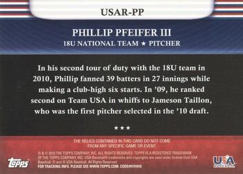 2010 Topps USA Baseball - Triple Jerseys #USAR-PP Phillip Pfeifer  Back