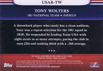 2010 Topps USA Baseball - Triple Jerseys #USAR-TW Tony Wolters Back