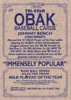 2010 TriStar Obak #40a Johnny Bench Back