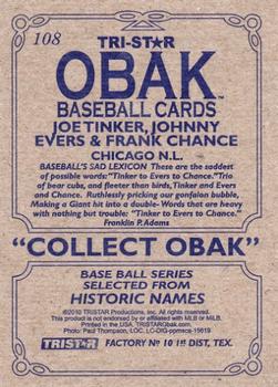 2010 TriStar Obak #108a Joe Tinker / Johnny Evers / Frank Chance Back