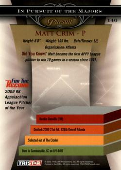 2010 TriStar Pursuit #140 Matt Crim Back