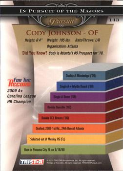 2010 TriStar Pursuit #143 Cody Johnson Back