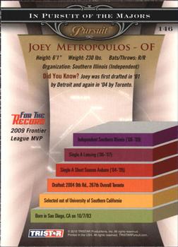 2010 TriStar Pursuit #146 Joey Metropoulos Back