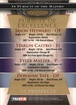 2010 TriStar Pursuit #158 Jason Heyward / Starlin Castro / Tyler Matzek / Donavan Tate Back