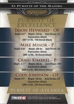 2010 TriStar Pursuit #161 Jason Heyward / Mike Minor / Craig Kimbrel / Cody Johnson Back