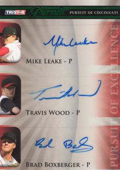 2010 TriStar Pursuit - Autographs Green #78 Mike Leake / Travis Wood / Brad Boxberger Front