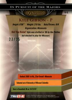 2010 TriStar Pursuit - Autographs Green #91 Kyle Gibson Back