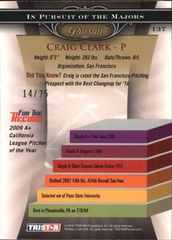 2010 TriStar Pursuit - Autographs Green #137 Craig Clark Back